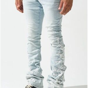 Light Blue Embroidered Men's Jeans